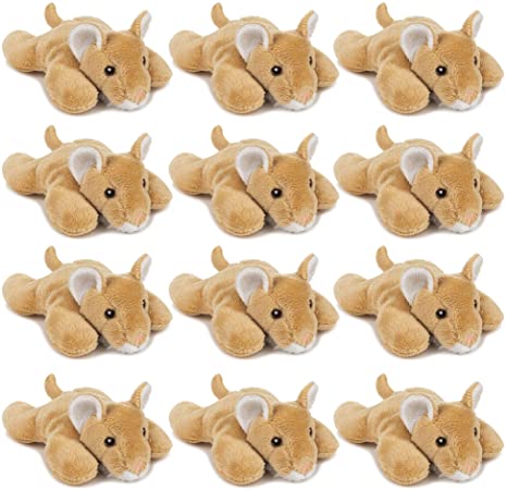 Wildlife Tree Bulk 12 Pack Cougar Mini 4 Inch Small Stuffed Animals, Bundle Animal Toys, Forest Party Favors for Kids