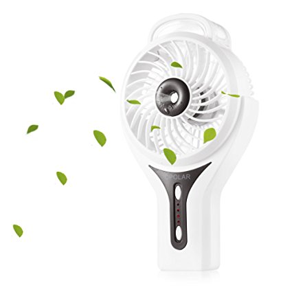 OPOLAR F301 Handheld Misting Fan with 2000mAh Rechargeable Battery, White