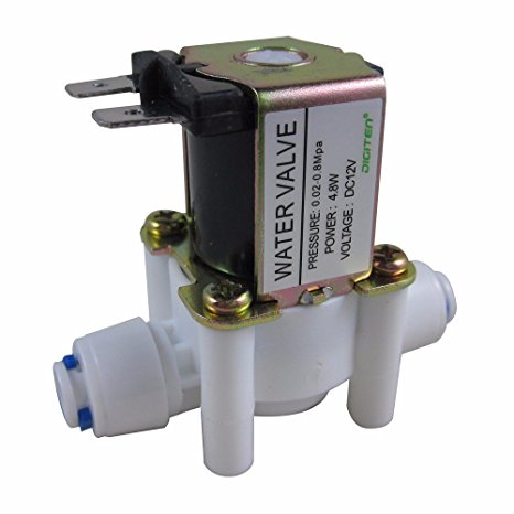 DIGITEN DC 12V 1/4" Inlet Feed Water Solenoid Valve Quick Connect N/C normally Closed