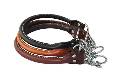 Leather Martingale Dog Collar Rolled