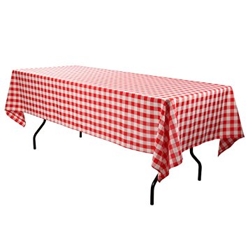 E-Tex 60x126-Inch Polyester Rectangular Tablecloth Red & White Checker