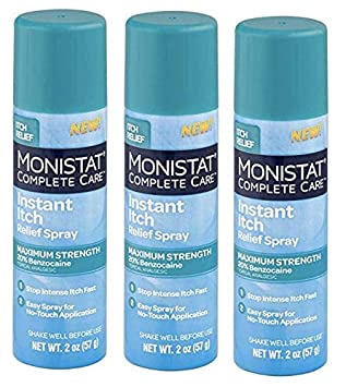 Monistat Care Instant Itch Relief Spray | 2 Ounce | Maximum Strength Formula with 20% Benzocaine | (3-pack) Packaging May Vary