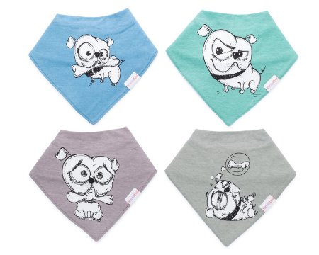 Cute Baby Bandana Drool Bibs - 4- Pack Set with Snaps - Soft and Absorbent Infant and Toddler Accessories - Perfect Baby Feeding Gift Set for Drooling, Feeding and Teething