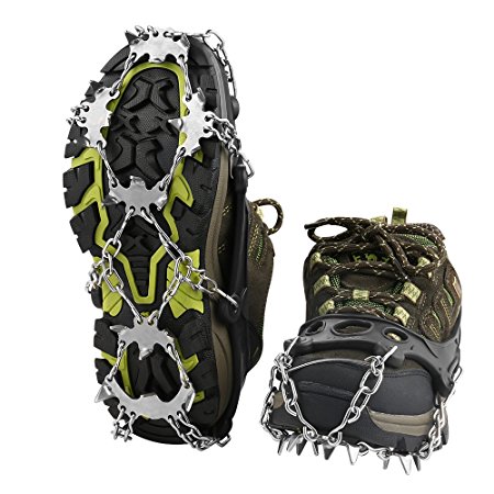 Terra Hiker Crampons with 18 Teeth and Stainless Steel Anti-Slip Traction Cleats for Walking on Snow and Ice( Pack of 2)