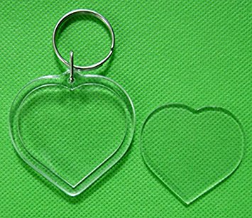 10pcs Clear Acrylic Blank Photo Picture Frame Keychain Keyring Insert (heart)