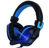Vomach Over-Ear Wired Stereo Gaming Headset with Mic for PC Computer LED Lighting 35mm Black