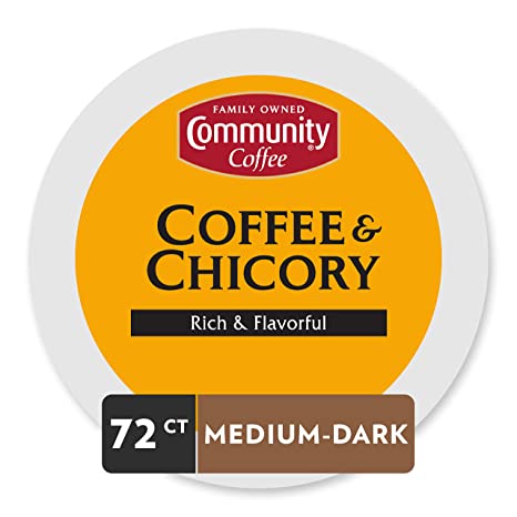 Community Coffee - Coffee & Chicory Medium-Dark Roast - 72 Count Single Serve Coffee Pods - Compatible with Keurig 2.0 K Cup Brewers