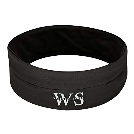 WILLWELL SPORT Running Belt - Fitness Belt, Flip Waist Belt with pockets, Waist Pack Belt. Hydration belt.Great for Carrying Keys, Phones, Cards and Cash. Suitable for Men And Women.