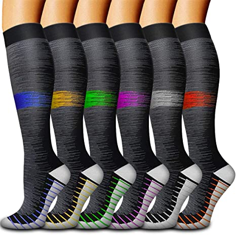 Copper Compression Socks Women & Men(6 Pairs) - Best for Running,Sports,Hiking,Flight Travel,Pregnancy