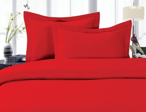Elegant Comfort® 1500 Thread Count Wrinkle,Fade and Stain Resistant 3-Piece Bed Sheet set, Deep Pocket, HypoAllergenic - Twin Red