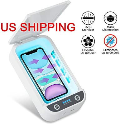 UV Light Sanitizer Portable UV Cell Phone Sterilizer with Aroma Diffuser UV Sanitizer Box Disinfector Cleaner for iOS Android Smartphone, Jewelry, Watches, Masks, Keys