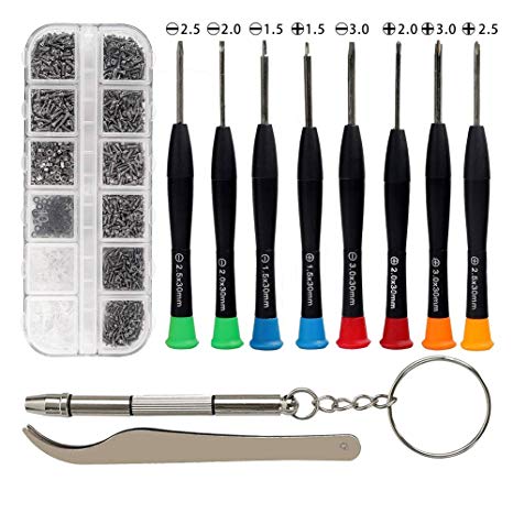 Eyeglass Repair Kit,Eyeglass Repair Tool with Stainless Steel Tiny Screws,Tweezer, Screwdrivers, Washers, Nose Pads for Glasses,Spectacles,Watch and Other Small Electronics Repair