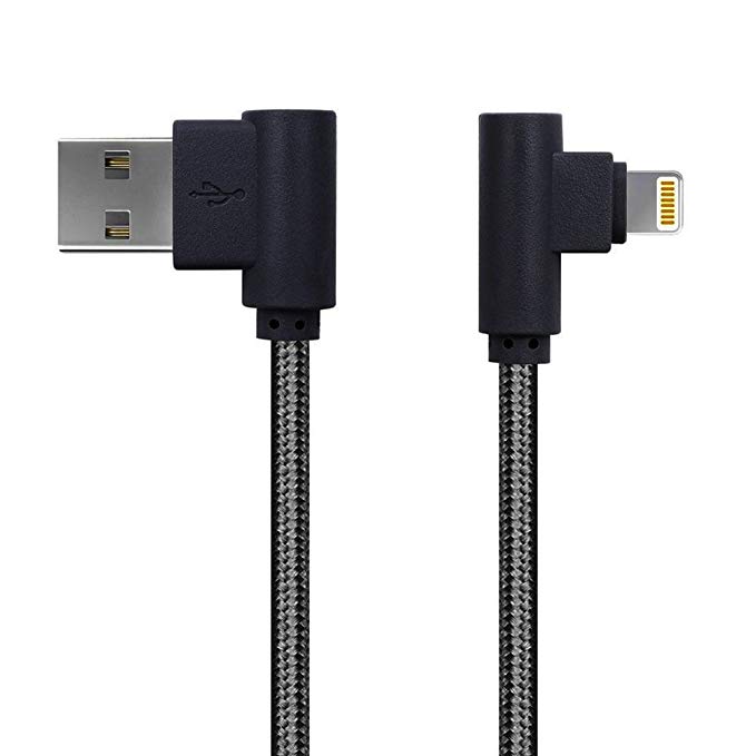 iPhone Charger MYLB Lightning Cable 90 Degree USB cable for iPhone 7 Plus 7 6S Plus 6 Plus SE 5S 5C 5, iPad 2 3 4 Mini, iPad Pro Air, iPod, DJI Mavic Pro Drone, Power Bank (0.5m, Black)