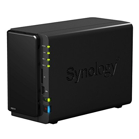 Synology DiskStation 2-Bay (Diskless) Network Attached Storage DS212 (Black)