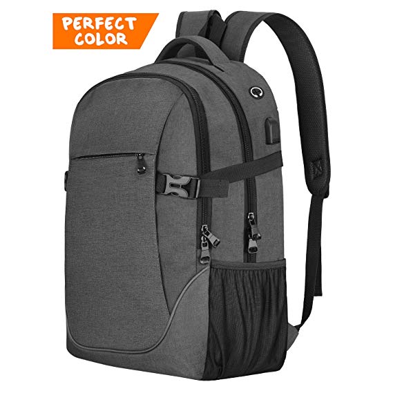 Anti-theft Lightweight Travel Laptop Backpack Dark Grey for School College Student Officer Men & Women, Up to 17 inch Macbook/ Notebook