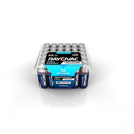 RAYOVAC AA 36-Pack HIGH ENERGY Alkaline Batteries with Recloseable Lid, 815-60PPF