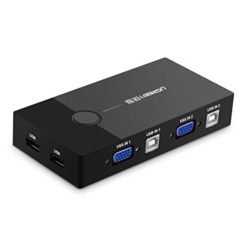 Ugreen 2 Port 2 IN 1 OUT USB VGA VideoSharing KVM Switch Box Adapter for PC, Laptop, Desktop, Monitor, Projctor, TV