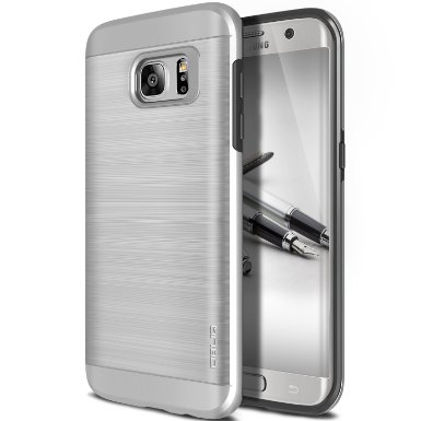 Galaxy S7 Edge Case OBLIQ Slim MetaSatin Silver Slim Fit Premium Dual Layer Protection Case with Metallic Brush Finish Back with Shock Absorbing TPU Inner Layer for Samsung Galaxy S7 Edge