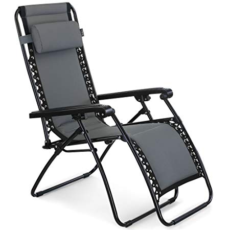 VonHaus Oxford 600D Padded Zero Gravity Chair - Outdoor Sun Lounger Recliner for Patio, Garden or Lawn