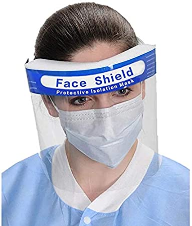10PCS Safety Face Shield with Protective Clear Film Protect Eyes and Face from Splash and Splatter Elastic Band and Comfort Sponge