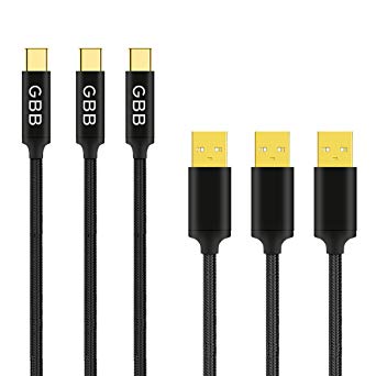 GBB USB Type C Cable USB C to USB A 3 Pack (1ftx1, 3.3ftx1, 6ftx1) Nylon Braided Fast Charging Cord for Galaxy S8 S8 Plus, Nexus 5X 6P, LG G6 V20 G5, Nintendo Switch, and Other USB C Devices