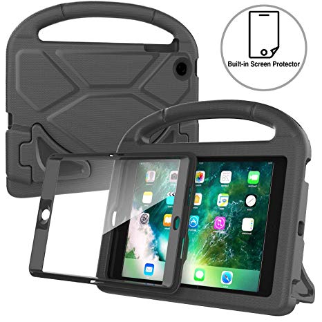 AVAWO Kids Case Built-in Screen Protector for iPad Mini 1 2 3 - Light Weight Shock Proof Handle Stand Kids for iPad Mini 1st Generation, iPad Mini 2nd Generation, iPad Mini 3rd Generation - Black