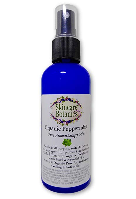 Aromatherapy Organic & Natural Peppermint Room Spray, Pillow & Body Spray | a fresh & natural gentle & all purpose Aromatherapy mist crafted with organic floral waters & pure Essential Oil of English Peppermint | Pure Botanical Ingredients | contains natural menthol - naturally cooling & refreshing | Made in England