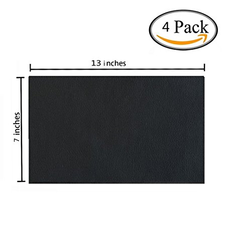 4 Pieces Leather Patch, Adhesive Backing leather seat patch for Repair Sofa, Car Seat, Jackets, Handbag, 13 by 7 Inch, Black