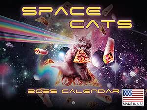 Space Cats Calendar 2025 Monthly Wall Calender 12 Month | American Made In The USA