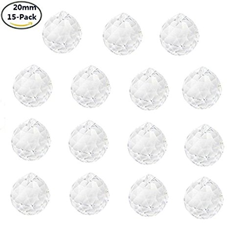 20mm Chandelier Clear Crystal Ball Prisms Pendant Feng Shui Yoker Suncatcher Decorating Hanging Faceted Prism Balls (Pack of 15)