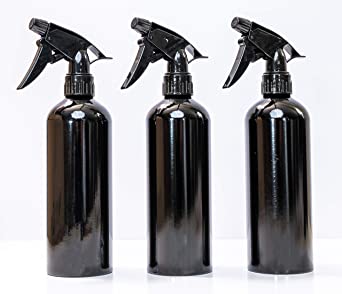 Spray Bottles for Cleaning Solutions - Black Aluminum Bottles - 3 Pack 16oz Bottles - Hair, Water, Alcohol, Household Cleaners, Essential Oils, etc.