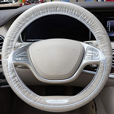 SEG Direct Disposable Plastic White Opaque Steering Wheel Cover, 100pcs/Carton, Universal for Cars, Trucks