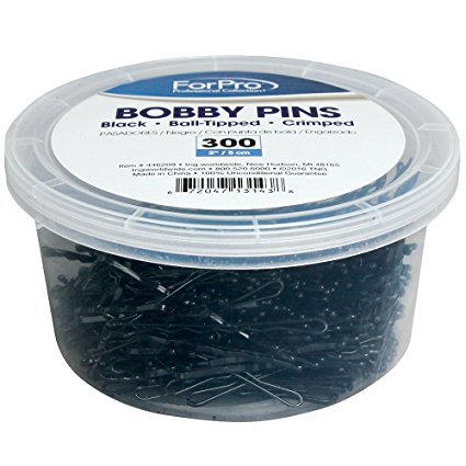 ForPro Bobby Pins, Black, 300 Count