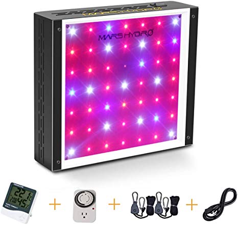 MARS HYDRO 300W 600W LED Grow Light Full Spectrum for Indoor Plants Veg and Flower Hydroponic with Thermometer Hygrometer Hanger Growing Daisy Chain and Switch Cool and Quiet (ECO 300W)