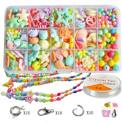 Pnbb Colorful Acrylic Beads Toy DIY Jewelry for Children Necklace and Bracelet Crafts - Style a About 350-piece Set