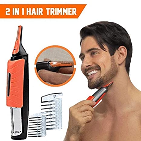 Domom 2 in 1 Hair Trimmer, Professional Painless Mens Hair Trimmer for Nose, Ears, Eyebrows, Neck, Beard and Sideburns - Multipurpose Electric Body Eyebrow and Facial Hair Trimme for Adults & Kids