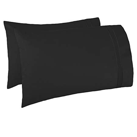 Nestl Bedding Soft Pillow Case Set of 2 - Double Brushed Microfiber Hypoallergenic Pillow Covers - 1800 Series Premium Bed Pillow Cases, Standard/Queen - Black