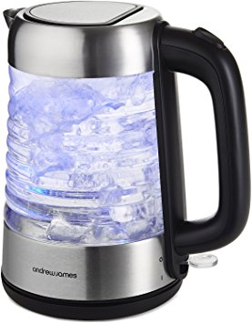 Andrew James Kettle, Fast Boil, Glass With Blue Illumination, 1.7 Litre Capacity, 3000W