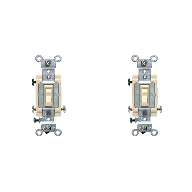 Leviton 54503-2I 15 Amp, 120/277 Volt, Toggle Framed 3-Way AC Quiet Switch, Commercial Grade, Grounding, Ivory (Pack of 2)