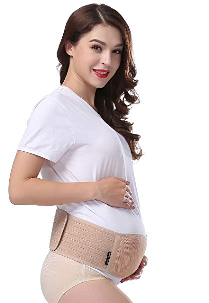 ALPSAZON Maternity Belt - Back Support - Elastic Belly Band for Pregnancy - Breathable Abdominal Binder - Effectively Relieve Pelvic, Hip, Sciatica or Round Ligament Pain during Pregnancy, One size, Beige