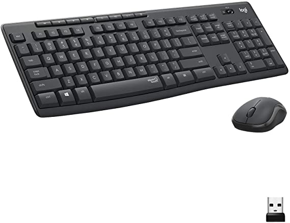 Logitech MK295 Wireless Mouse & Keyboard Combo with SilentTouch Technology, Full Numpad, Advanced Optical Tracking, Lag-Free Wireless, 90% Less Noise - Graphite