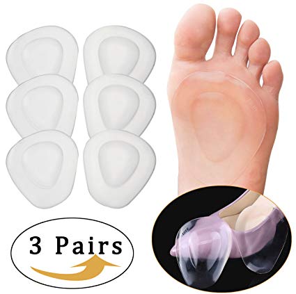 Ball of Foot Cushions, Metatarsal Pads (Adhesive-Backed), Forefoot Support for Metatarsalgia, Neuroma, Aching Feet - 6 Pack