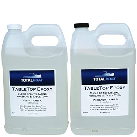 Crystal Clear Epoxy Resin | TotalBoat 2 Gallon Epoxy Resin & Hardener Kit for Bar, Table Tops and Countertops | Pro Epoxy Coating for Wood, Concrete, Art