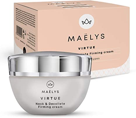 Virtue Neck and Décolleté Firming Cream | Anti Wrinkle, Anti Aging Neck Lift Lotion by MAELYS Cosmetics. 1.76 oz.