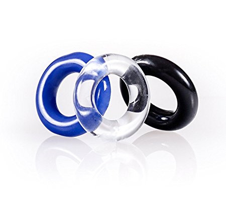 Rock Hard Stay Hard Cockring and Penisring Safe Stretchy TPR Material 3 Pieces