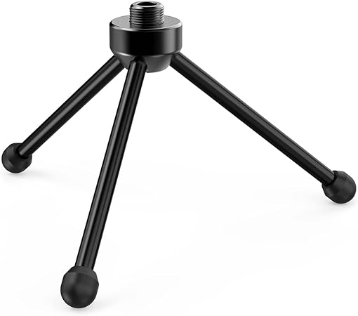 FIFINE Tripod Stand for Desktop Microphone with Non-slip Rubber Feet, Durable Metal Construction, Foldable Desk Mic Stand for Gaming, Podcasting, Meetings, Chatting