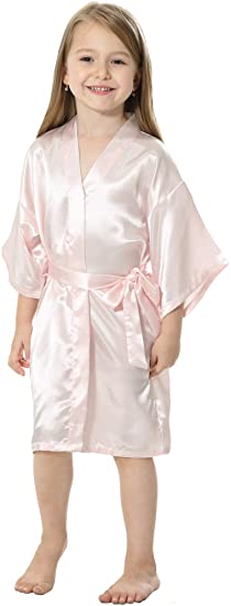 JOYTTON Kids' Satin Rayon Kimono Robe Bathrobe for Spa Party Wedding Birthday