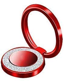 Glitter Bling Bling Phone Ring Holder,Sparkle Phone Ring Kickstand, Cell Phone Finger Ring Grip for Almost All Phones,Pad(Red)