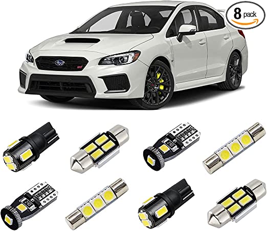 BRISHINE White Interior LED Lights Kit for 2004-2020 2021 Subaru WRX/ WRX STI/ Impreza Super Bright 6000K LED Interior Light Bulbs Package   License Plate Lights and Install Tool