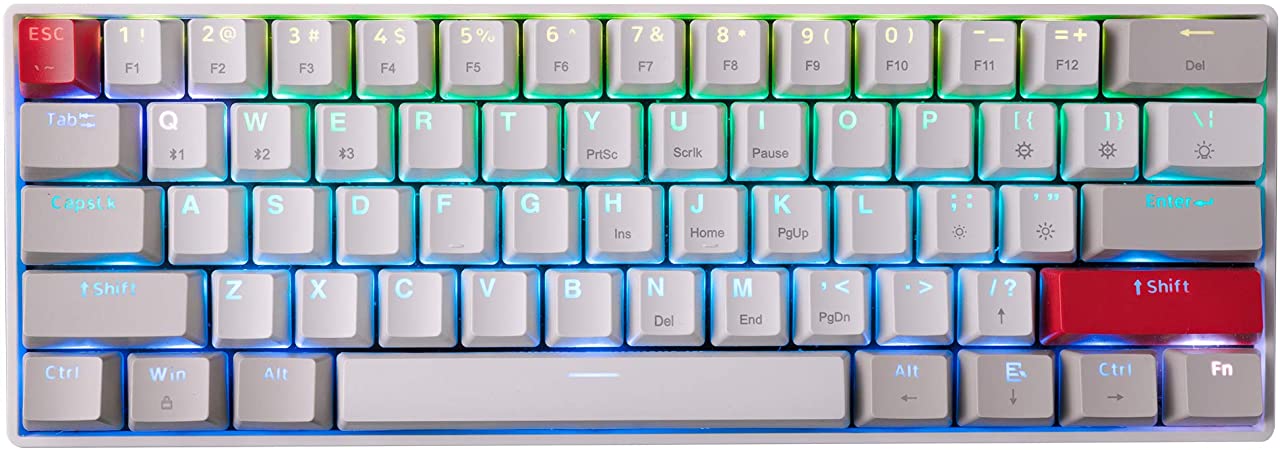 NEWMEN GM610 61 Keys 60% Wireless Mechanical Gaming Keyboard, NKRO with Extra Keycap Set, RGB Backlit, Type-C Cable, Hot Swappable Switches, for Windows/Mac/Android, Brown Switch